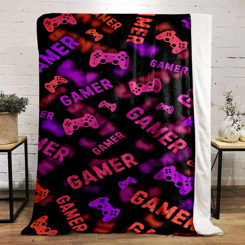 Colorful Gamer Controller Graphics Warm Blanket - Flannel Blanket for Bedroom, Living Room, Sofa, and Nap Sofas
