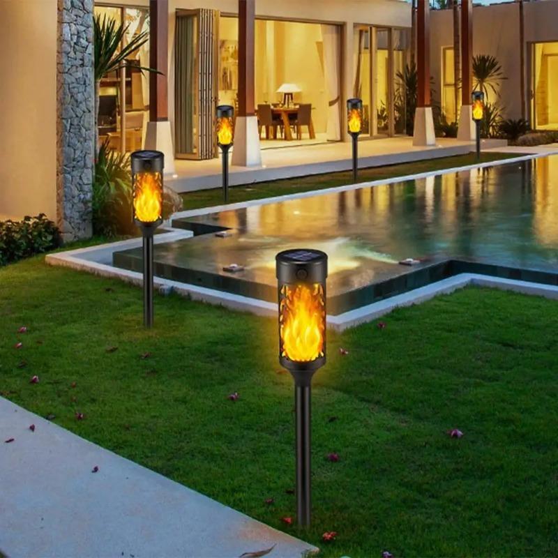 Solcellsfackellampor Utomhus Vattentäta LED Solcellsfladdrande Dansande Ljus Trädgård Landskapsbelysning Dekor Halloween Uteplats