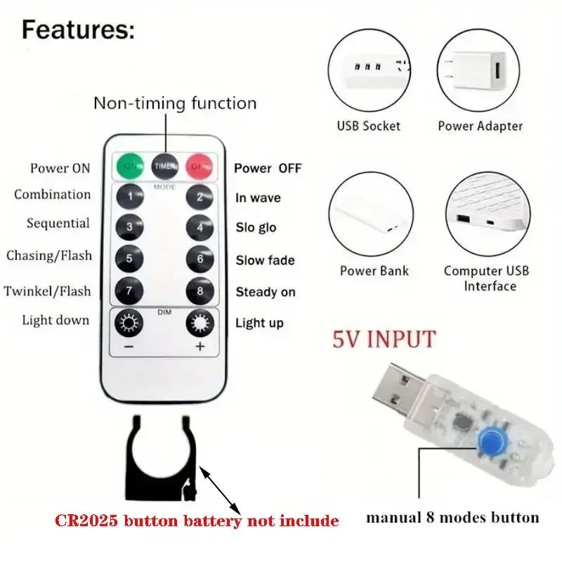 LED Garland Curtain Lights 8 Modes USB Remote Control Fairy Lights String Wedding Christmas Decor for Home Bedroom New Year Lamp