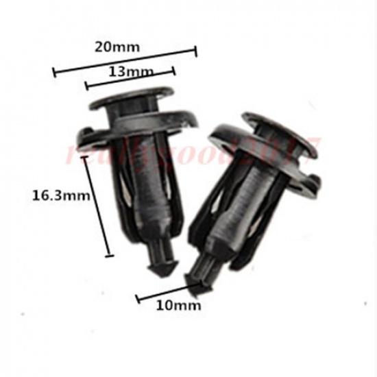 100pcs 10mm for Honda Clips Plastic Push Type Rivet Retainer Fastener Bumper Pin