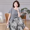 Elegant Summer Midi Dress for Moms - Short Sleeve, Age-Reducing Style for Middle-Aged and Elderly Women.