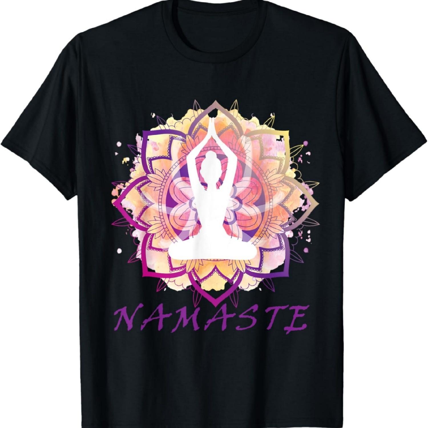 Mediation lotus seat, lotus flower, namaste geometry T-Shirt XXXXXL разноцветный