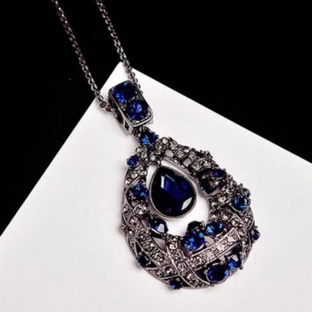 [Onoma] Onm Blue Rhinestone Daily Cubic Long Warm Large Long Winter Fashion Neck (28464707)