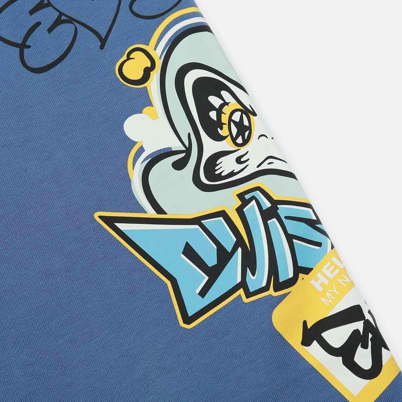 Evisu Graffiti Daruma And Logo Print Knitted Sweatpants Men bottoms Dark-Blue 2ESHTM3SP311STCT