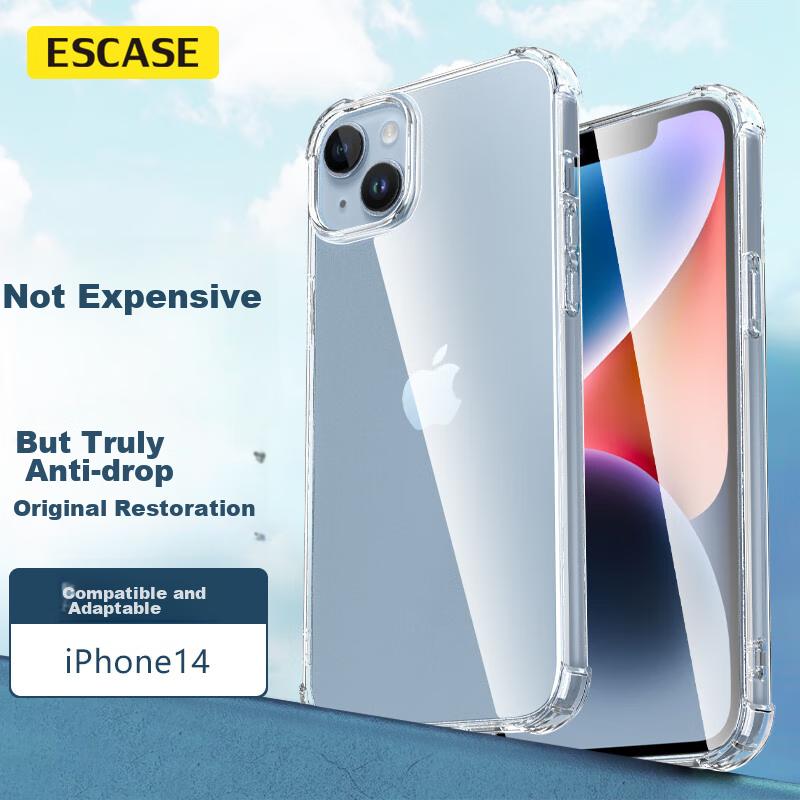 ESCASE IPhone 14 Case, Full Coverage Transparent Protective Cover for IPhone 14, Airbag Shockproof Silicone Soft Case, Simple Design for Men And Wome