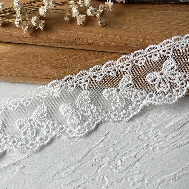 Japanischer weißer Spitzenbesatz aus Baumwolle mit Stickerei für selbstgemachte Kleidung – Materialien für Accessoires aus hohler Schleife für Röcke