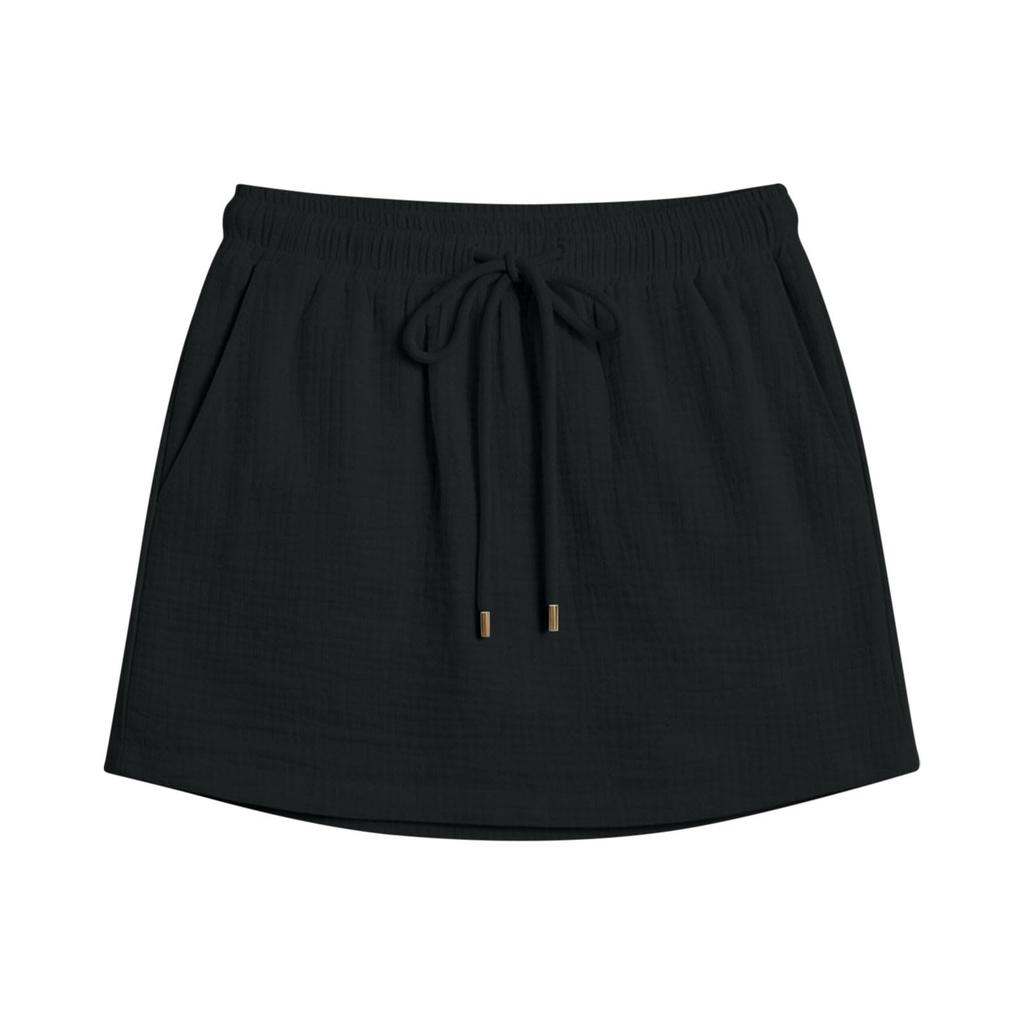 Cute Women's Chiffon Skirt Casual Summer Beach Drawstring Skirt-Pants