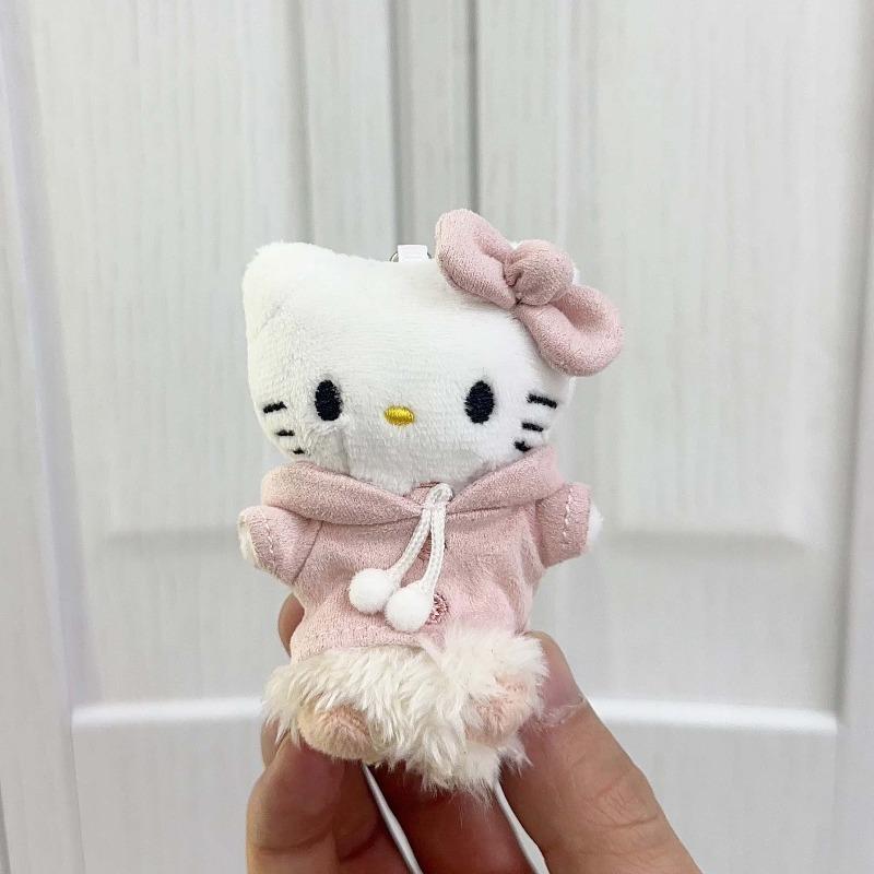 8CM kawaii winter me series mini Hell Kitty Doll keychain houndstooth leopard print Kitty cat bag Pendant Cat Accessories Gifts