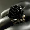 Personalized Vintage Design Black Color Flower Adjustable Ring For Women Gothic Niche Holiday Jewelry Accessories Gift