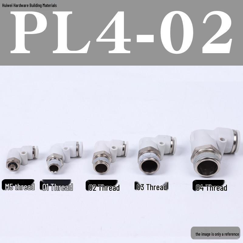 Pneumatic Tube Quick Connector: PL8-02, 4-M5, 6-01, 10-03, 12-04 Threaded Elbow