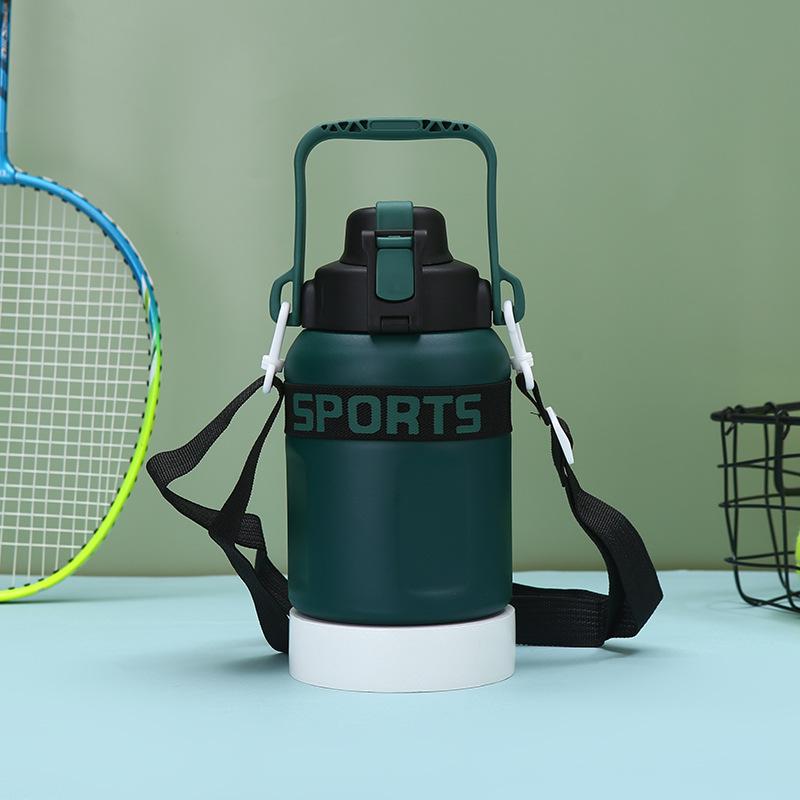 Large Capacity Fashion Outdoor Sports Kettle Stainless Steel Thermos Cup Portable Spring Cover Double Drinking Cup