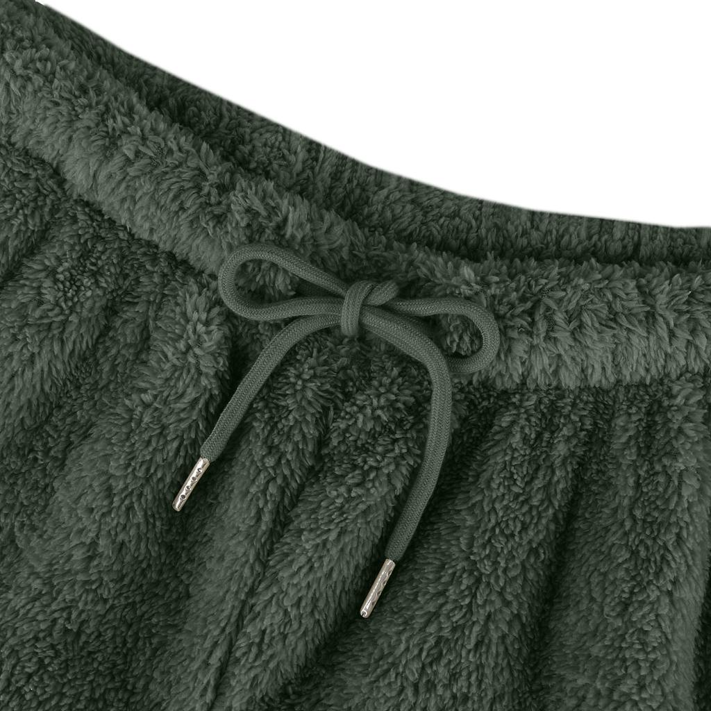 Women's Solid Color Fashion Plush Casual Pants Loose Plush Thermal Pants