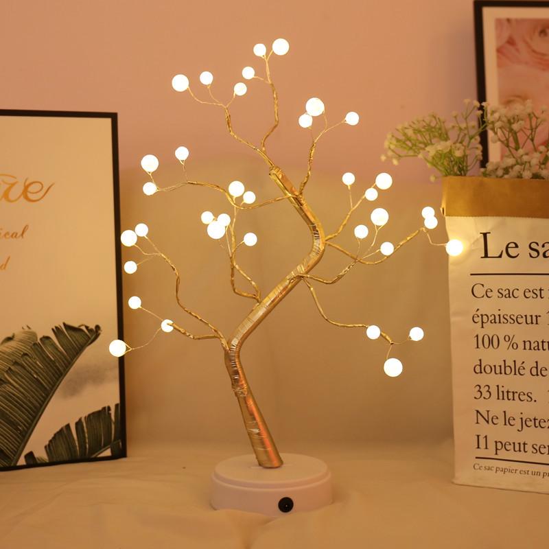 Creative LED Christmas Star & Pearl Tree Lights - Decorative Night Gift
