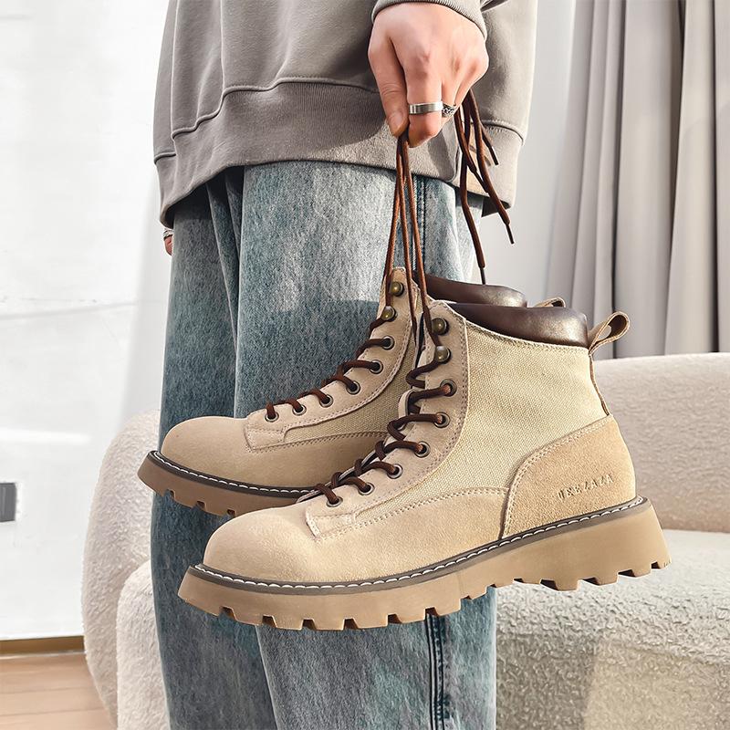 

2951 Martin boots couple tooling trendy boots new autumn and winter rhubarb boots retro style cotton 44 бежевый