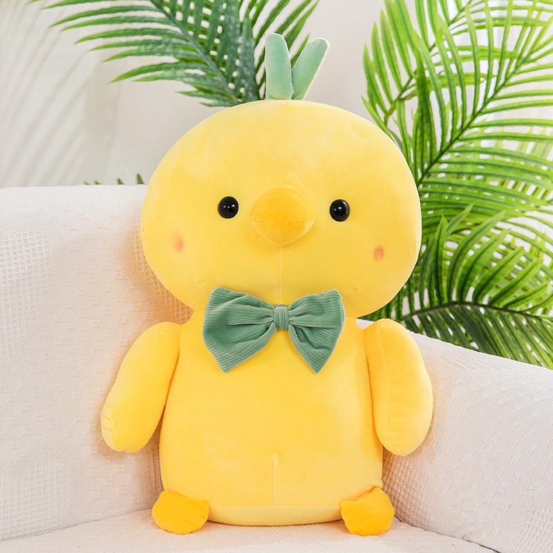 

Bow tie small yellow chicken plush toy throw pillow soft cute large doll doll children s accompanying gift 40Cm