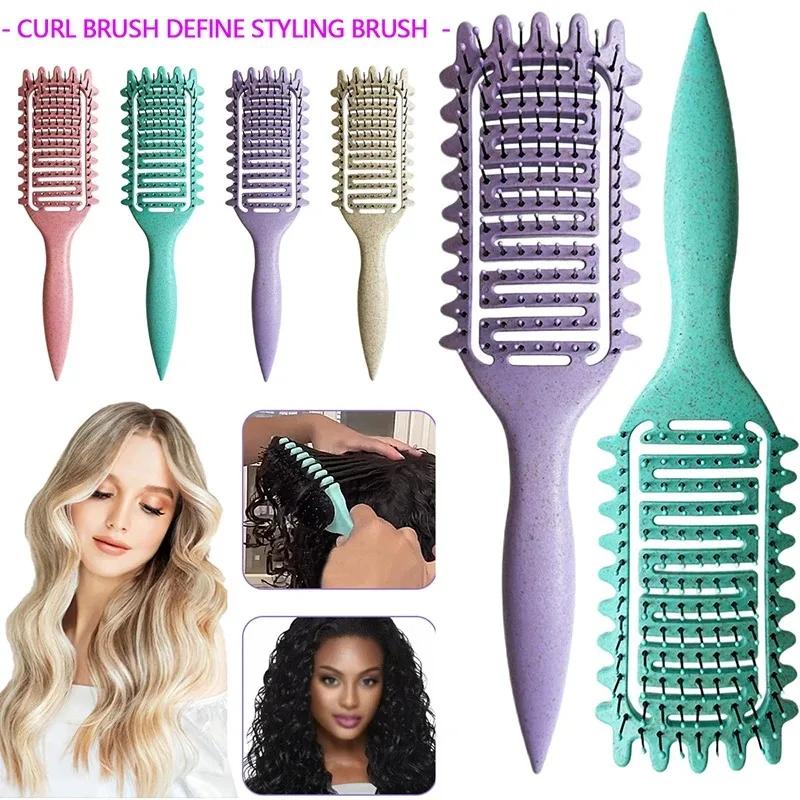 Curl Define Styling Brush Hollow Out Detangling Hair Brush Tangled Wet Curly Hair Comb Shaping Curls Barber Hairdressing Tools