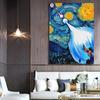Cartoon  Children's Room Frameless Decorative Painting Van Gogh Starry Sky Canvas Hanging Core Wall Hanging Painting