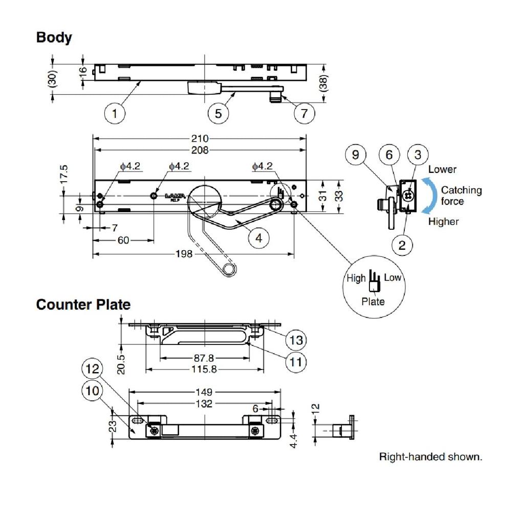 Sugatsune Kogyo Lamp Brand Rapcon Door Damper LDD-S Type LDD-S-L WT Left-Handed Door, White
