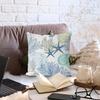 Coastal Beach Pillow Covers 18x18, Ocean Beachy Themed Room Decor, Coral Starfish Seashell Ocean Beach Decorative Throw Pillow Covers for Home Living