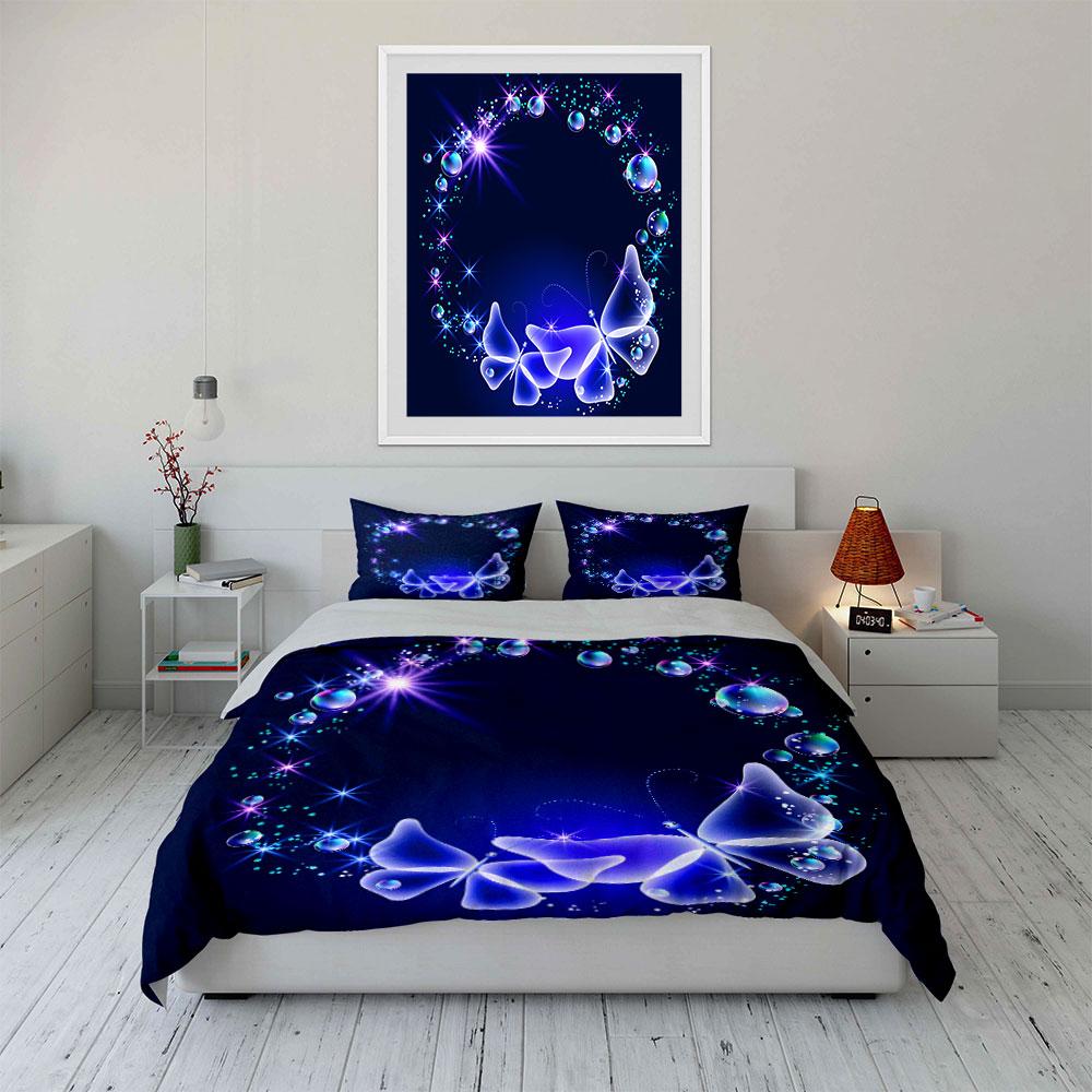 Elegant Butterfly Themed Decorative Set Exquisite Three-Piece Bedding Set Gift For Kids And Adults