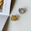 18K Gold Plated Woven Chain Ring, Stainless Steel Wide Band Statement Ring, Fashion Jewelry for Women