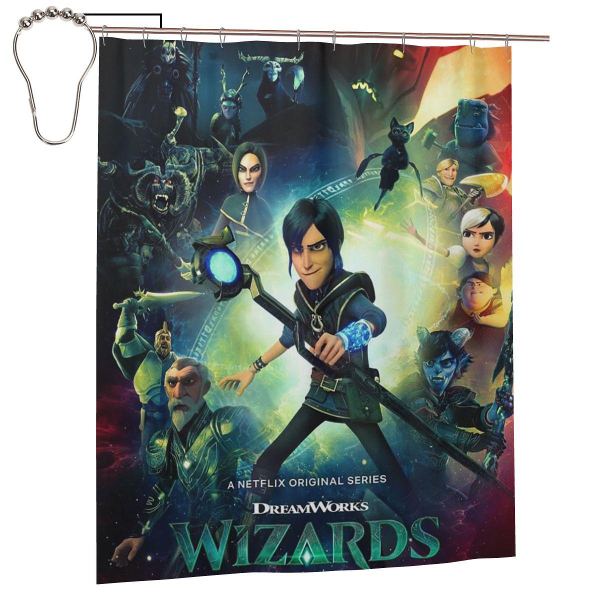 

Cartoon Trollhunters Shower Curtain Bathroom Polyester Waterproof Bath Curtains With Hooks W60H190(CM)-1 Pcs