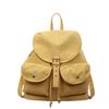 Solid color retro backpack women's 2025 new fashion travel leisure backpack double pocket college bag