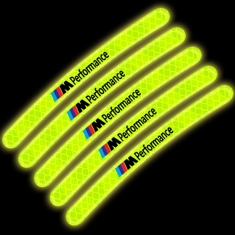 Car Wheel Hub Reflective Stickers Tire Rim Luminous Accessories For BMW M E34 E36 E60 E90 E46 E39 E70 F10 F20 F30 X5 X6 X1 M3 M5 M6 E71 F01 F02 F87