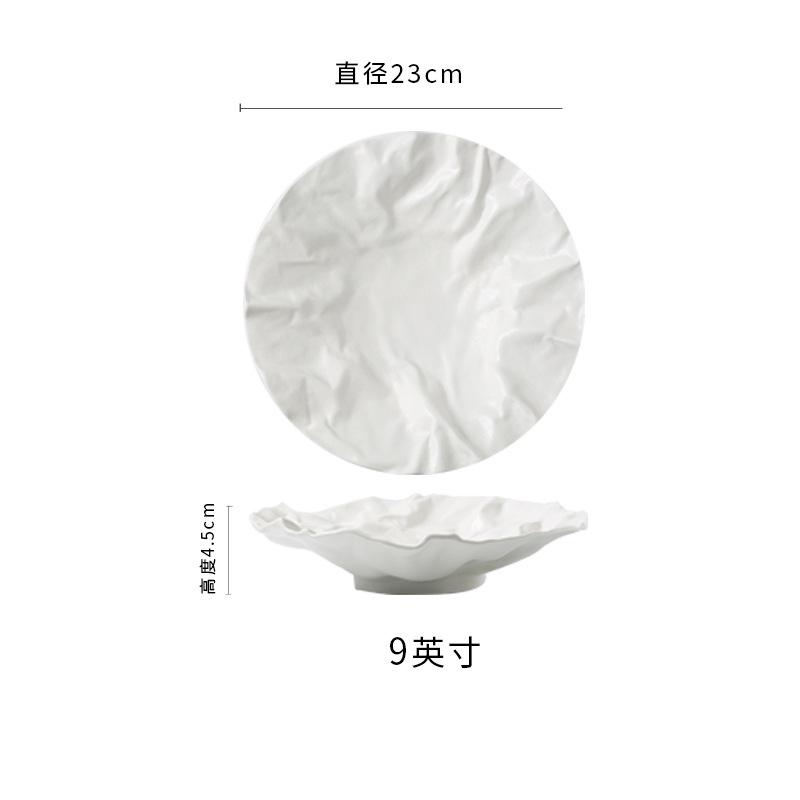 Creative Cloth Pattern Deep Plate Japanese Dish Plate High-End Hotel Buffet Restaurant Disc Tableware New Western Food Plate