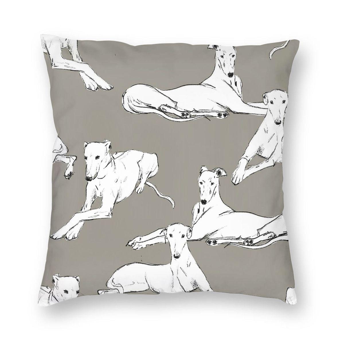 Greyhound Semaphore Whippet Sighthound Dog  Square Pillowcase Pillow Cover Cushion Throw Pillow for Home Bedroom Car 12x12Inch