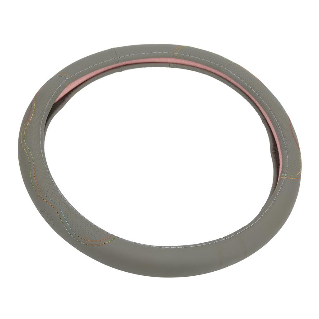 Car Steering Wheel Cover 15in Universal Fit Artificial Leather Protector for ModificationGrey