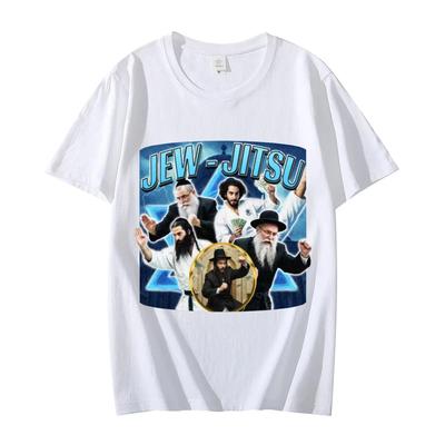 Fun Jewish Jiu-Jitsu Meme Printed T-shirt for Men Retro Y2k Long-sleeved T-shirt Fashionable and Casual 100% Cotton Top