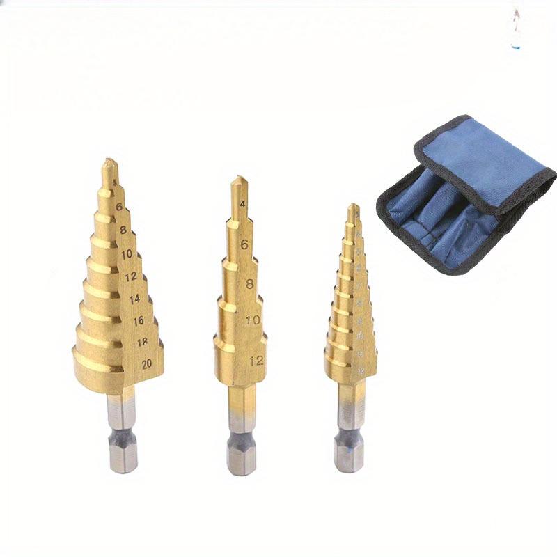 3pcs/Set Multi-Size Step Drill Bits - Titanium-Coated High-Speed Steel, for Precision Drilling in Wood and Metal - Home DIY and Professional Use