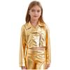 Unisex Dziecięca Metaliczna Kurtka na Zamek Kołnierz Klapowy Długi Rękaw Okrycie Wierzchnie Kurtka do Jazdy na Motocyklu Hip Hopu Jazzu Tańca