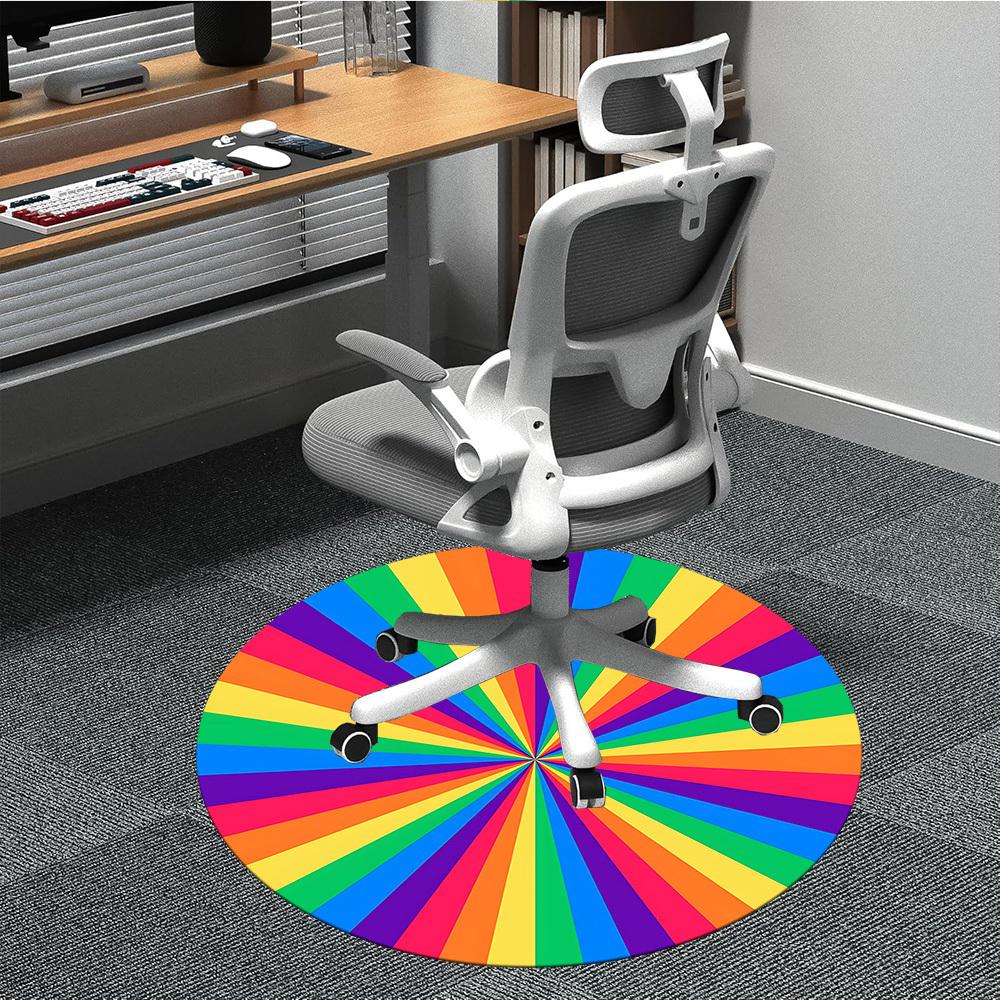

1pc Rainbow Wheel Chair Carpet for Office, Round Polyester Mat, Indoor Decor for Office, Washable Non-slip Carpet yy251219143 80cm by 80cm