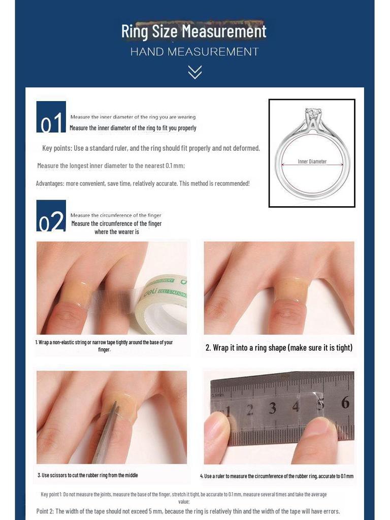 Zhoujia Sechs-Krappen S925 Silber Moissanit Ring mit Platinbeschichtung, 1 Karat, Verstellbare Größe