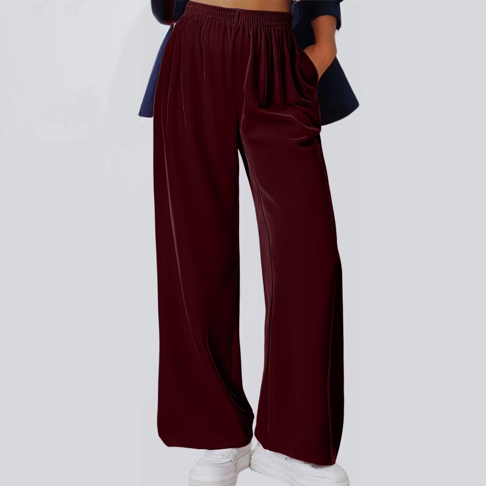 

Женские свободные удобные повседневные модные однотонные брюки с высокой посадкой и широкими штанинами XL