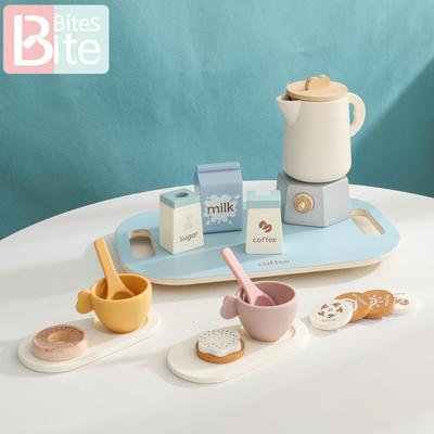 Wooden Afternoon Tea Set Toy Pretend Play Coffee Learning Role Play Game Early Educational Toys for Toddlers Girls Boys Gifts