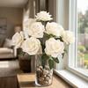 9 Head Artificial Rose Flower Green Leaves Faux Rose Flower Branch Fake Flower  Valentine's Day
