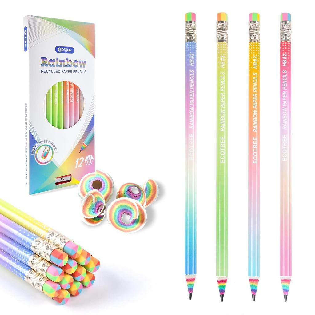 BAMBOLA Rainbow Pencil HB Eraser Childrens Stationery Fun Elementary School Entrance Preparation Celebration 12 Pieces Birthday Present