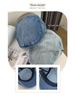 Women's Retro Washed Denim Newsboy Cap - Korean Style, Large Fit, Face-Slimming Beret