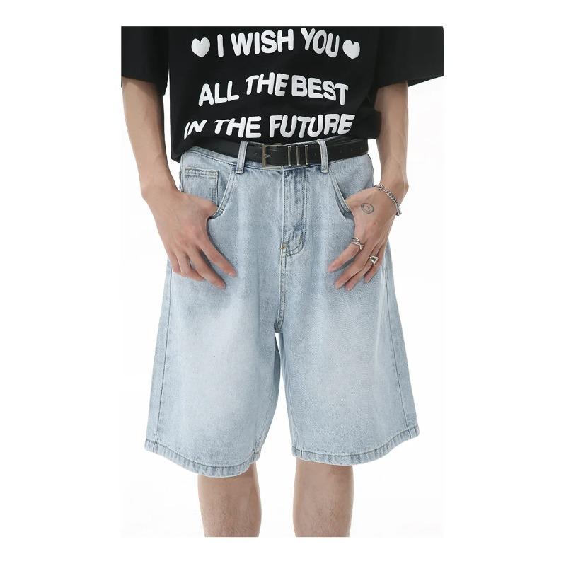 Vintage Pánské Džíny High Streets Široké Kalhoty Pánské Letní Baggy Džíny Džínové Šortky Streetwear Délka Ke Kolenům Krátké