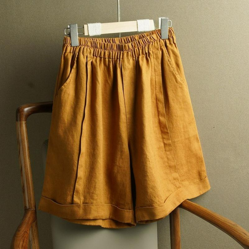 Cotton and Linen Wide-leg Pants Women's Spring and Summer Elastic High-waist Drape Casual Loose Large Size Meat-covering Straight Shorts