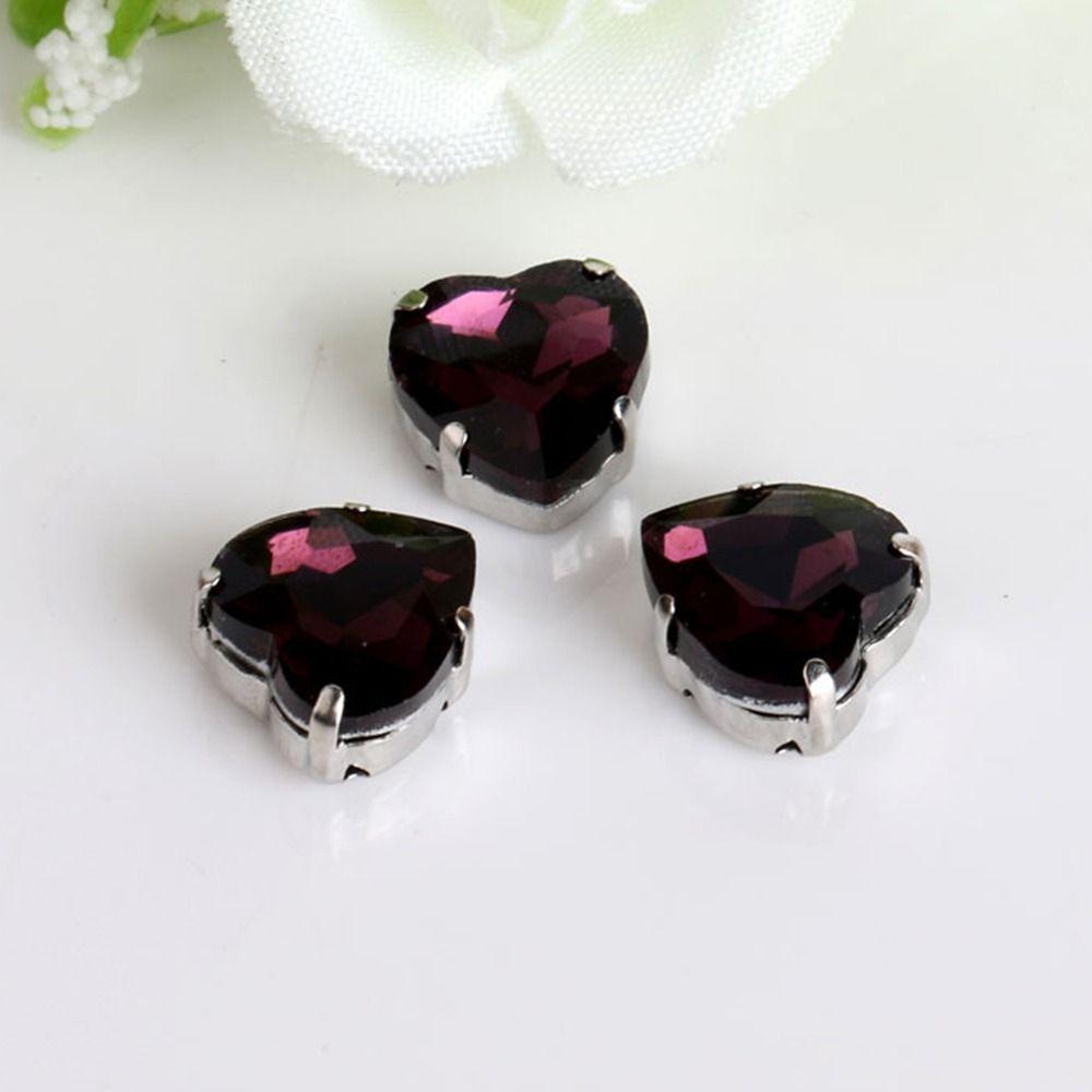 50Pcs/Pack Heart Shape Glitter Sewing Rhinestones Diamond Beads Ornament For Needlework