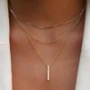 Simple Personality Multiple Layers Fold Wear Geometric Small Vertical Bar Pendant Necklace for Women Jewelry Accessories Gifts