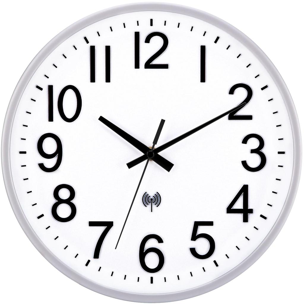 AUTVIVID Wall Clock, Radio-Controlled, Silent, 3D Diameter, Easy To Read, Continuous Second Hand, 30cm Diameter, Scandinavian Style, Stylish Interior
