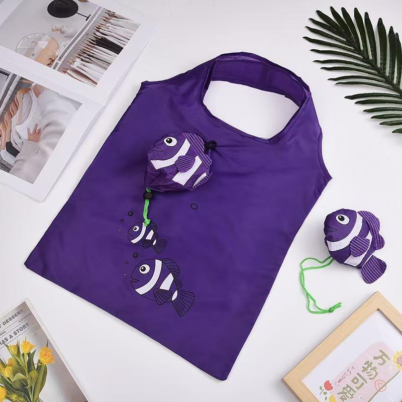 

Милая складная сумка для покупок с тропическими рыбками, большая вместимость, сумка для покупок в супермаркете, портативная многоразовая экологичная сумка, сумка для хранения фиолетовый