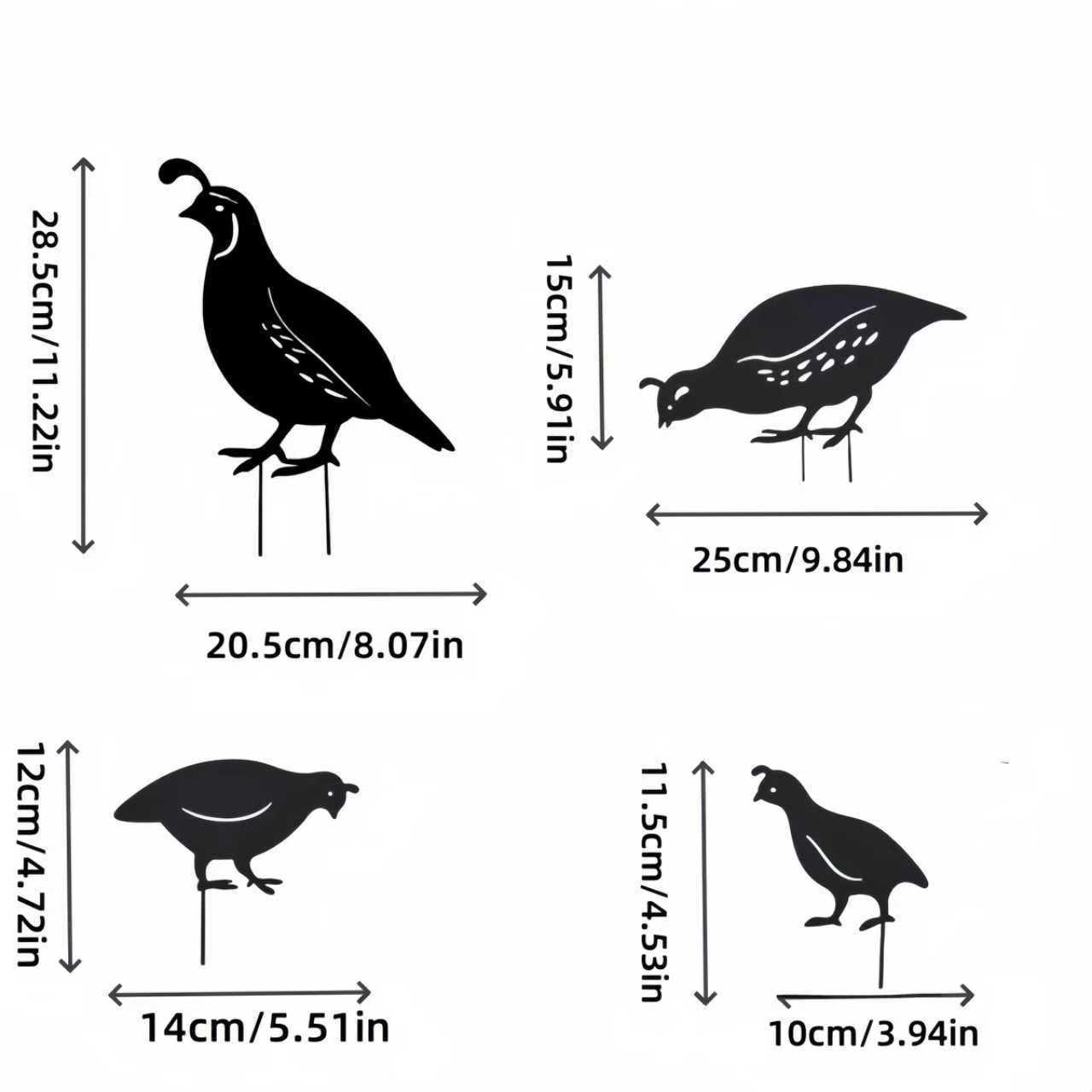 

Металева Садова Силуетна Прикраса Перепілка - Вулична Залізна Декорація
