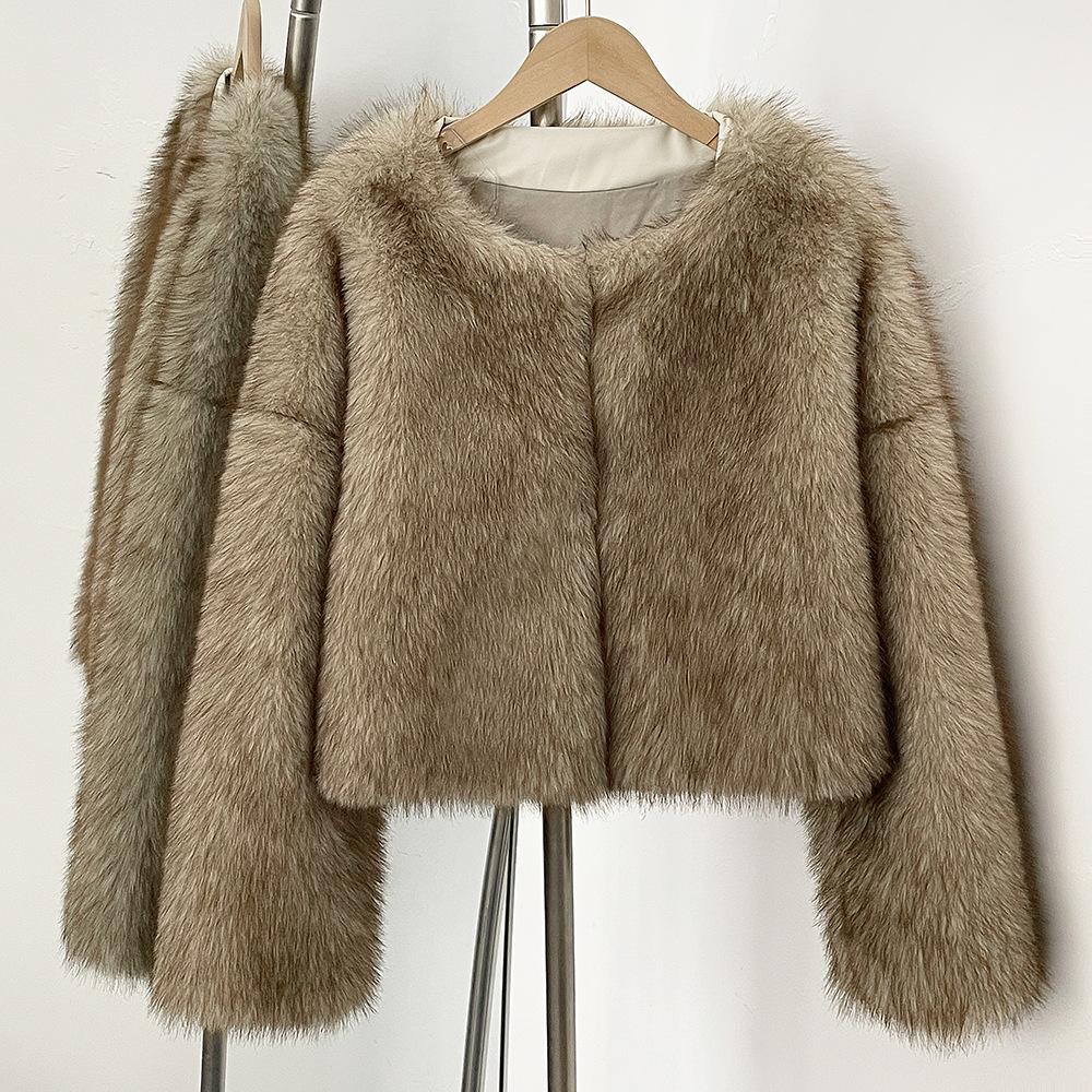 

High Quality Synthetic Fur Environmentally Friendly Fur Coat Short Casual European and American Street Imitation Fox Fur Grass Women s Clothing S