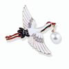 Chinese Style Crane Brooch Vintage Pearl Metal Pin Corsage Clothing Accessories Female Long-Lasting Color Exquisite Hypoallergenic Brooch BFF Gift